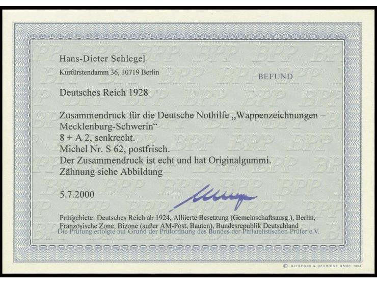 8+A2, postfrisch, Kabinett, Fotobefund H.-D. Schlegel BPP (Mi. 400,-)