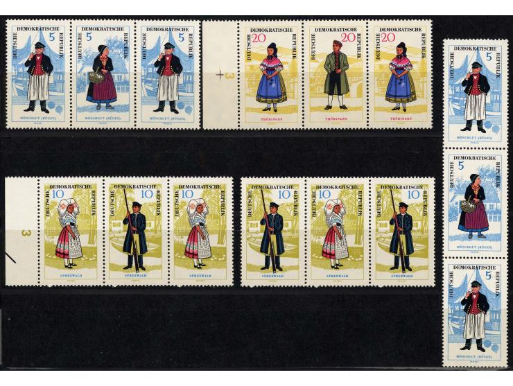 Volkstrachten 5-20 Pfg., Zusammendrucke kpl., postfrisch (Mi. 650,-)