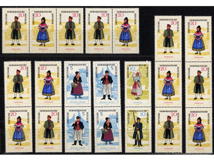 Volkstrachten 5-20 Pfg., Zusammendrucke kpl., postfrisch (Mi. 650,-)