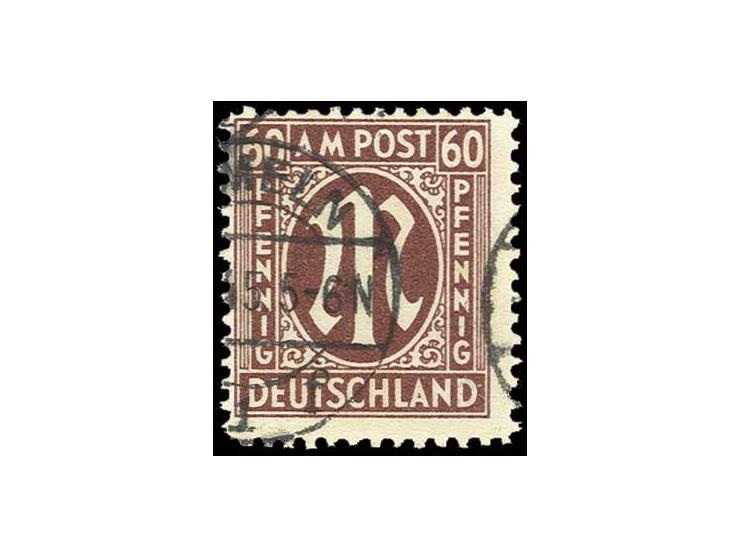 60 Pfg. karminbraun, gezähnt 11, entwertet mit Teilstempel "HAMELN", seltene Marke in guter Erhaltung, Fotoattest A. Schlegel