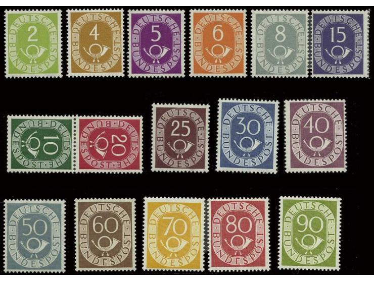 2-90 Pfg. kpl., postfrisch in tadelloser Erhaltung, bis auf 10 und 20 Pfg. (als Zusammendruck) sign. Salomon BPP (Mi. 2.500,-
