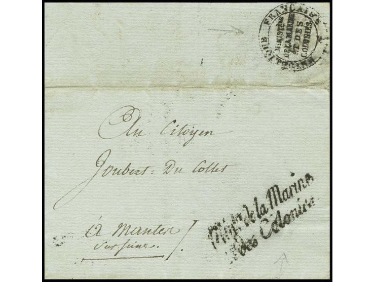 1797, lettre avec en-tête préimprimée décorative du ministère de la Marine et colonies de Paris pour Nantes avec cachet de fr