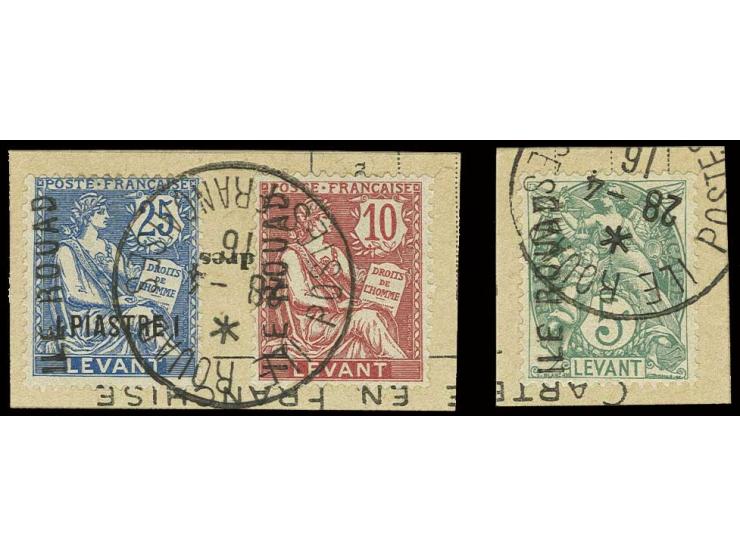 1916, 5 c. - 1 pia. sur 25 c., émission complète sur 2 fragments, très beau (Mi. 750,-)