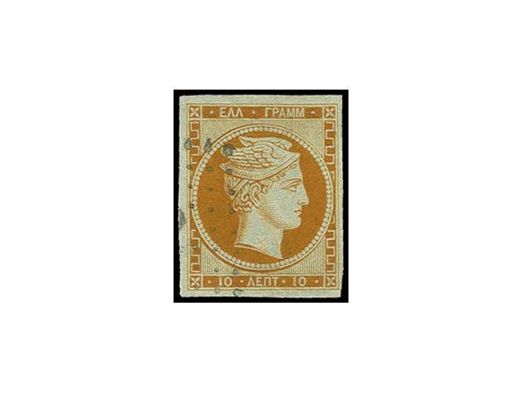 10 l. orange on bluish, good to wide margins in fresh colour, used, fine, Simmermacher BPP certificate (Mi. 700,-)