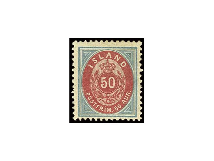 1892, 50 a. pale blue/rose with perf. 12 3/4, unused with original gum, fine (Mi. 400,-)