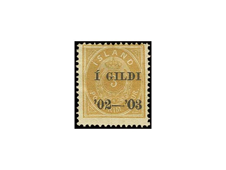 1902, "Gildi" overprint, perforation 14:13½: 3 a. brown-orange, unused, fine, Kobenhavns Philatelist Klub certificate (Mi. 1.