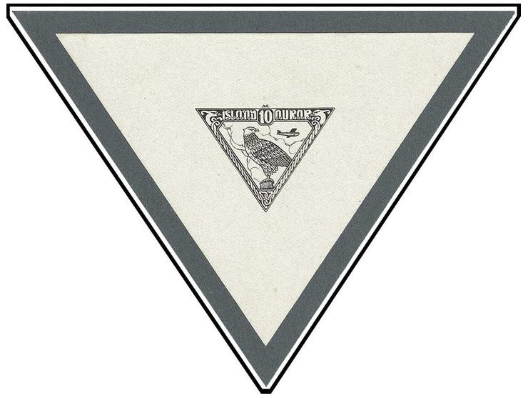 Airmail 10 a., die proof in black on glazed paper, mounted on card; very rare, ex 'Dr. Gene Scott'