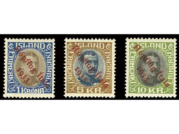 1933, Balbo 1-10 kr. cpl., unused, very fine, for 5 and 10 kr. APS-certificate