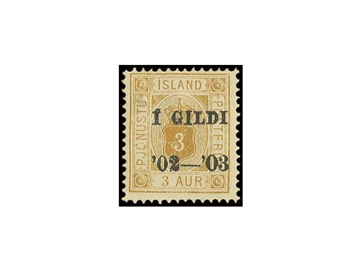 1900, Gildi overprint, 3 a. yellow-orange, perf. 14:13 1/2, unsused with original gum, fine, certificate APS and Kobenhavn Ph