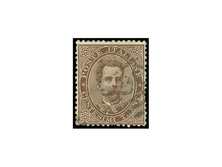 1879, Umberto 30 c. dark brown with numeral "206" ROME, fine, signed and certificate Sorani (Mi. 1.750,-)