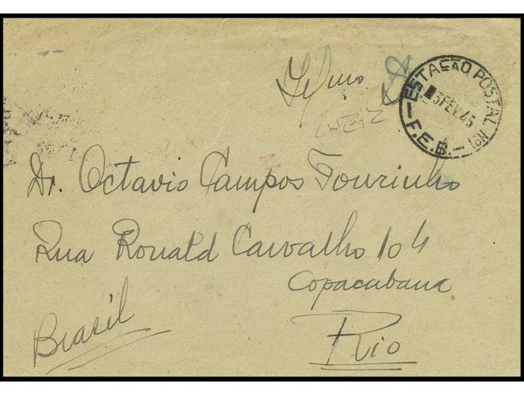 MILITARY POST: BRASILIAN ARMY POST: 1945, Field post cover from a member of the "Forca Expedicionaria Brasileira" with conten
