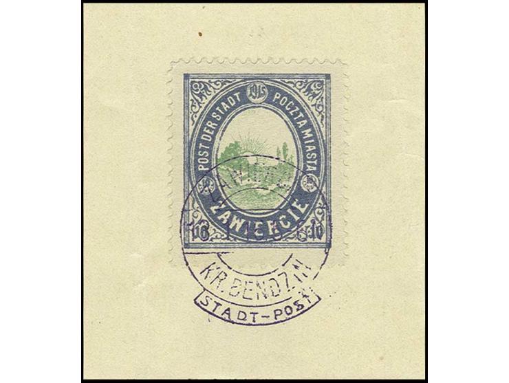 1916, 10 Pfg. ohne Kontrollaufdruck mit Stempel auf Briefstück, Pracht