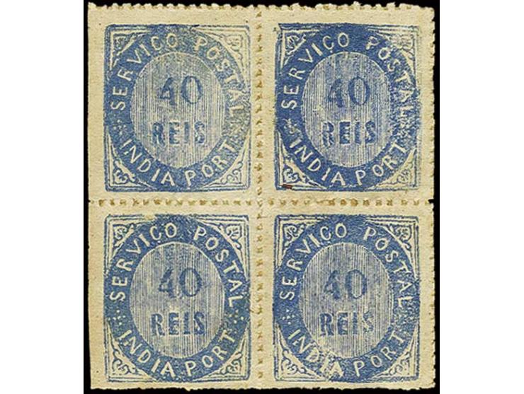 40 r. blue in block of 4, unused o.g., fine (AF no. 10)