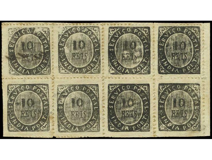 1873, die I re-cut: 10 r. black, horizontal block of 8 from the right sheet margin with mixed types IA/IB, unused o.g., very 