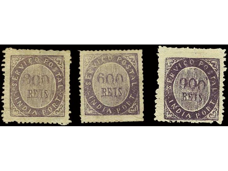 300 r.-900 r. violet, unused, the lower values o.g., fine (AF no. 18-20)
