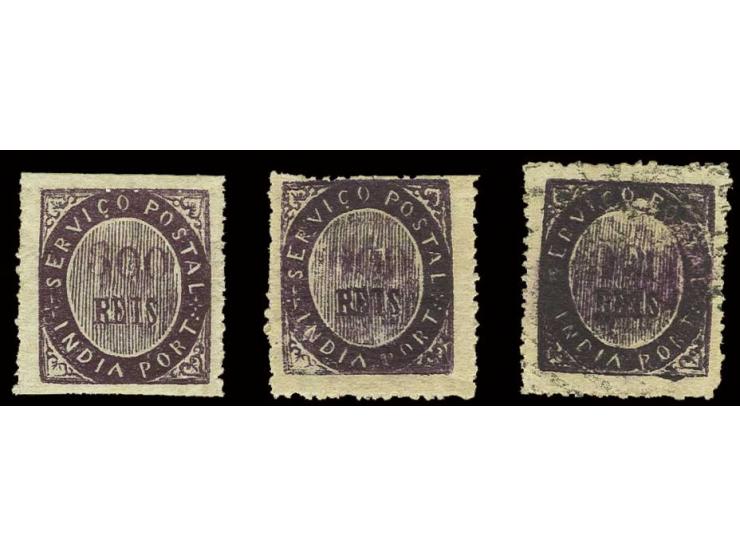 300 r.-900 r. deep purple, the 900 r. with excessive inking, unused, the lower values o.g. (AF no. 18-20)
