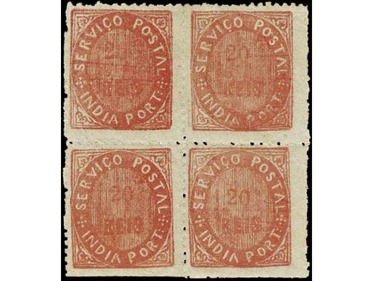 20 r. vermilion, block of 4, unused o.g., very fine (AF no. 28)