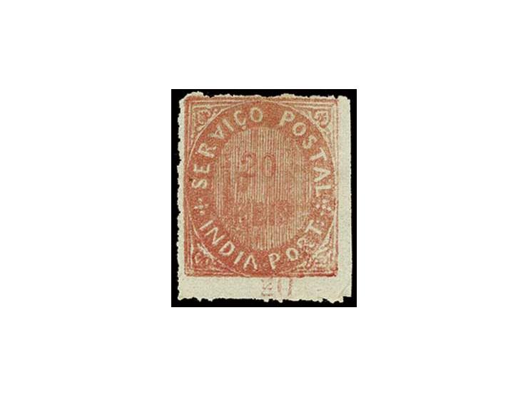 20 r. vermilion with variety "double 20", one being at the bottom of the stamp, unused, a rare variety (AF no. 28)