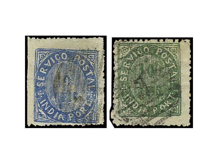 40 r. blue and 100 r. green, used, fine (AF no. 29-30)