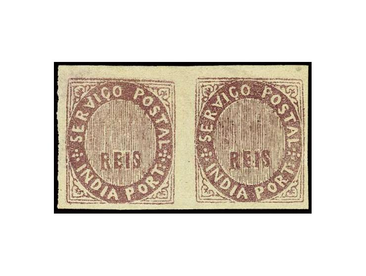 frame proof in violet without denomination, imperforated horizontal pair, fine and rare