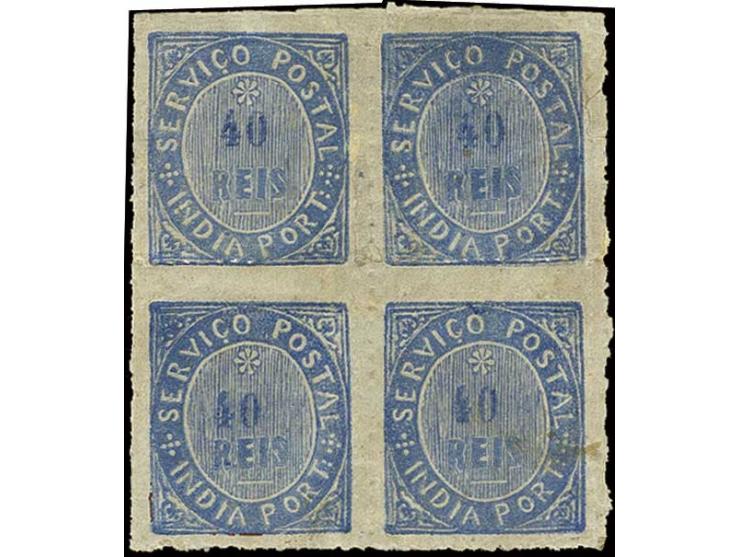 40 r. blue, block of 4 with large parts of papermaker's water mark, unused o.g., fine and scarce (AF no. 42)