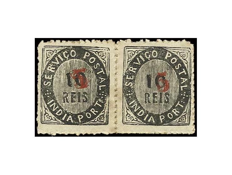 5 on 1871, 10 r. black, laid paper, horizontal pair, unused o.g. (AF no. 62 (8))