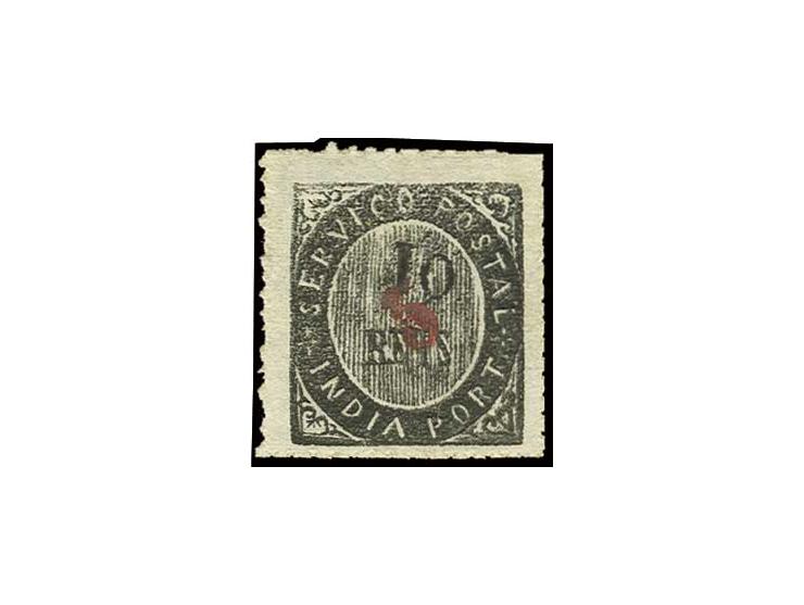 5 on 1873, 10 r. black, handstamp diagonal, unused o.g. (AF no. 62 (16))