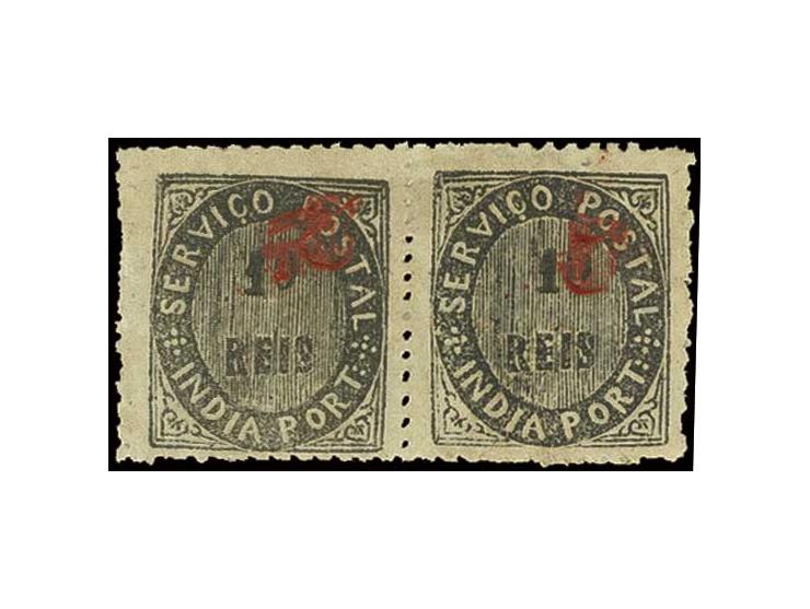 5 on 1876, 10 r. black, horizontal pair, the left stamp with 'double 5', unused o.g. (AF no. 62 (26))