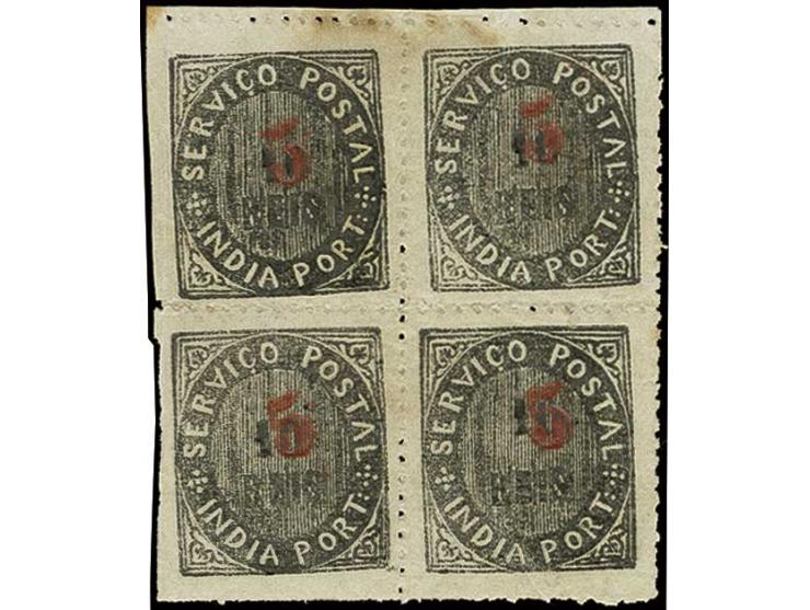 5 on 1876, 10 r. black, block of 4, unused o.g. (AF no. 62 (26))