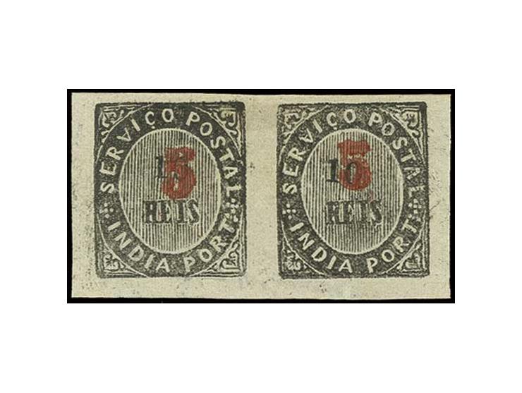 5 on 1876, die I 10 r. black, horizontal pair, imperforated, unused (AF no. 62 (35))