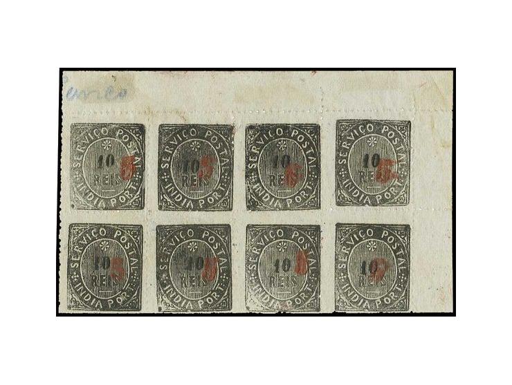 5 on 1877, type IIIB, 10 r. black, horizontal block of 8 from the upper right sheet corner, unused. The largest known block o