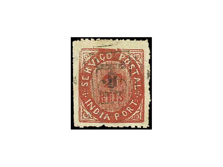 5 on 1871,20 r. on  wove paper (papel espesso), used with numeral "13" of Damaun, fine, a scarce stamp (AF no. 64 (9))