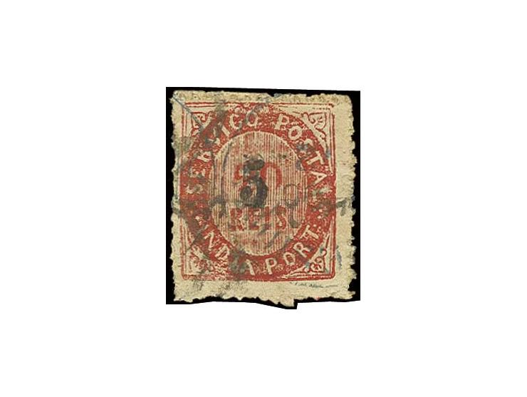5 on 1871, 20 r. on laid paper (papel avergoado), used, fine, scarce (AF no. 64 (9))