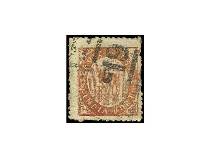 5 on 1873, 20 r. vermilion, used with cancel of Damaun, fine and scarce (AF no. 64 (17))