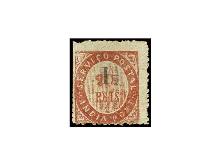 1½ on 1873, 20 r. vermilion, unused o.g., fine and scarce (AF no. 65 (17))
