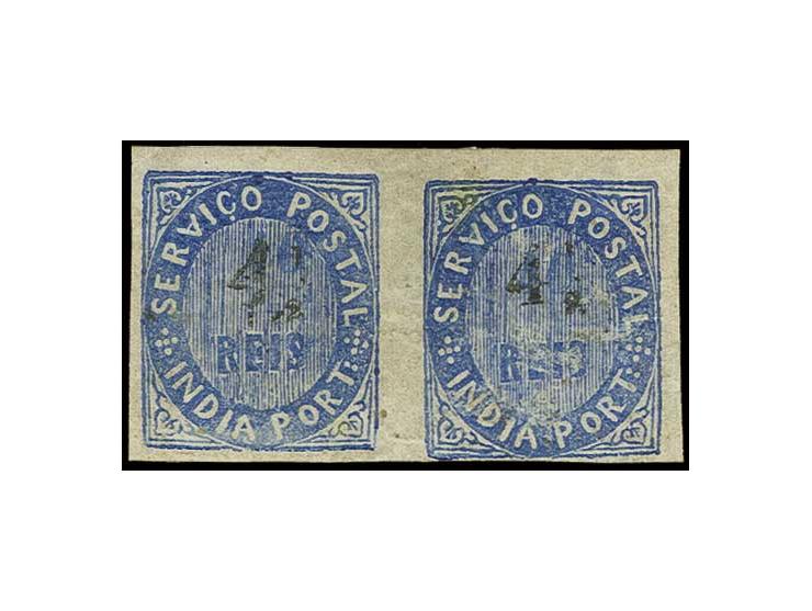 4½ on 1876, 40 r. blue, imperforated horizontal pair, unused o.g. (AF no. 123 (29))