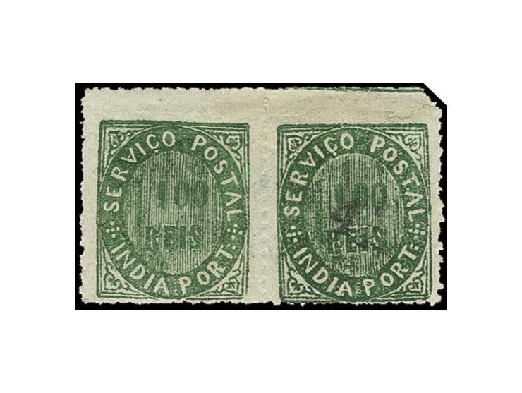 4½ on 1876, 100 r. green, horizontal pair, the left stamp without surcharge, unused o.g., right stamp tear at top (AF no. 124