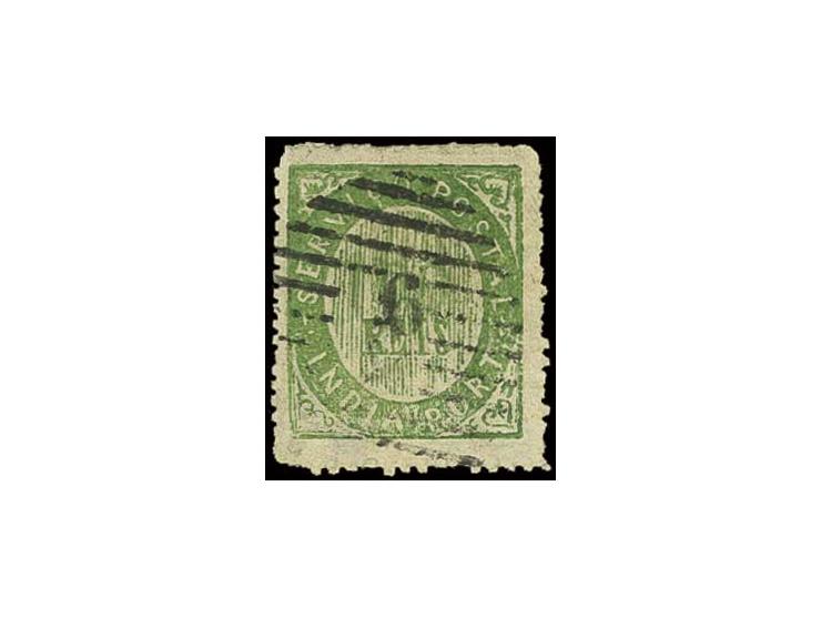 6 on 1871, 100 r. green, used, fine, a scarce stamp (AF no. 125 (4))