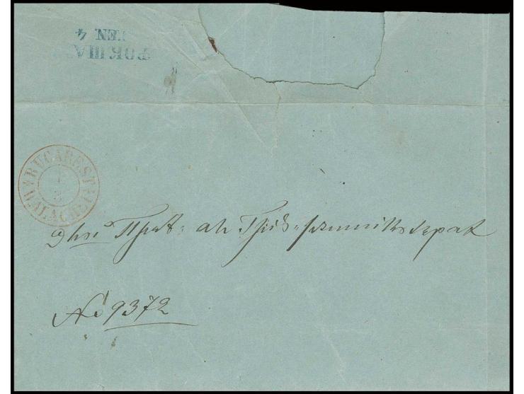 "BUKAREST WALACHEI 1.3.", red cds. on folded cover to Foksani with cyrillic arrival mark