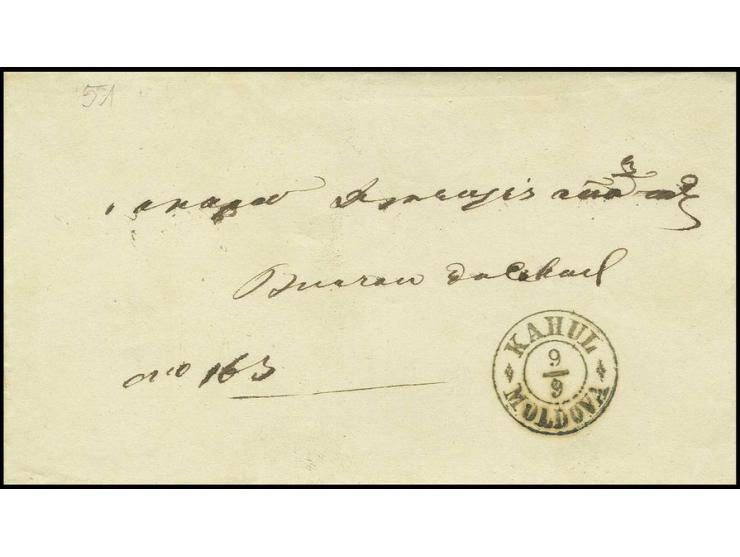"KAHUL MOLDOVA 9/9" on cover to Jassy with arrival mark