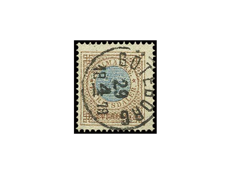 1872, 1 riksdaler brown/blue with clear "GÖTEBORG 29/4 1878" cds., fine, signed Bühler with certificate (Mi. 500,-)