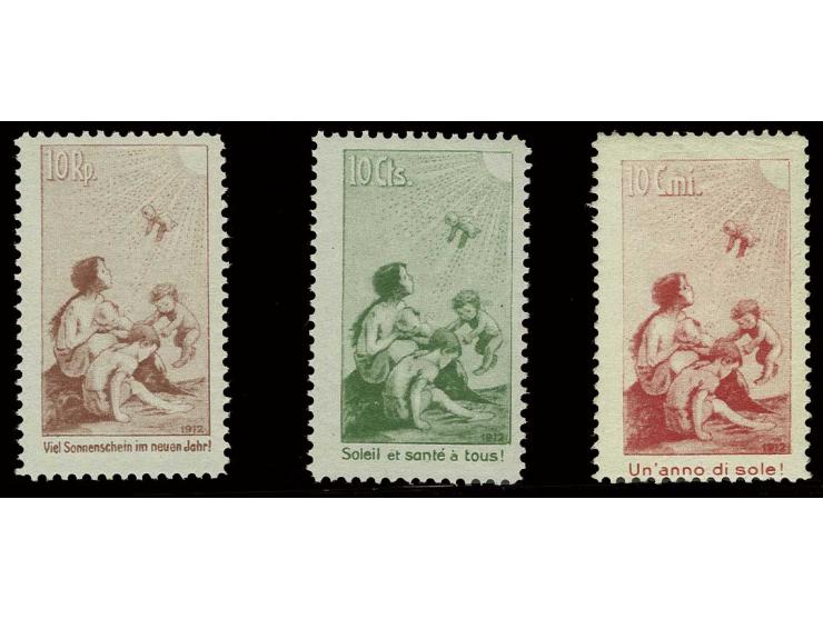 1912, Pro-Juventute-Vorläufer, 3 Werte kpl., postfrisch, Pracht (Mi. 953,-)