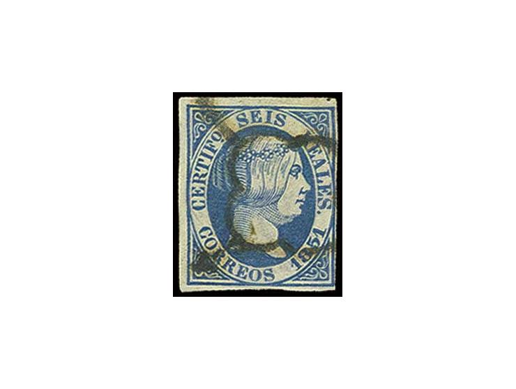 1851, 6 r. blue, ample to good margins all round with black spider cancel, fine, certificate Diena