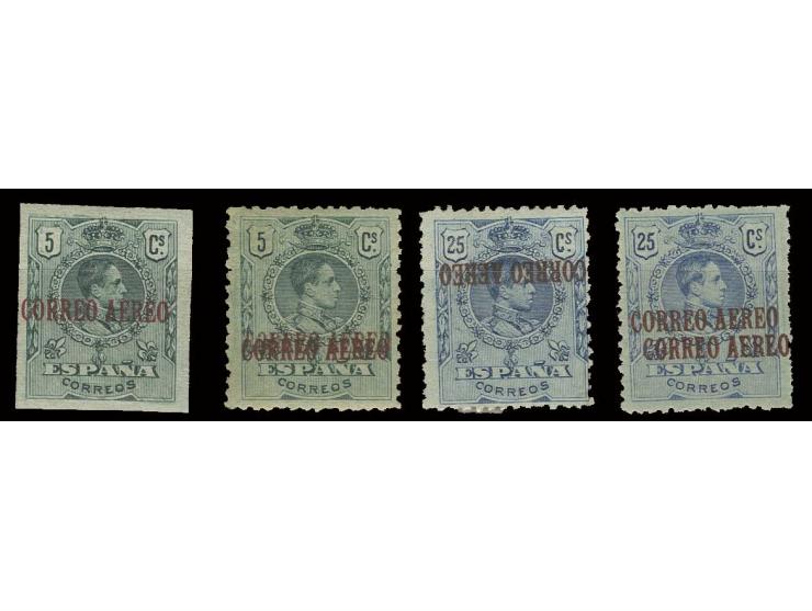 1920, Airmail, 5 c. with double overprint and imperfed and 25 c. with double and inverted overprint, all unused with minor f