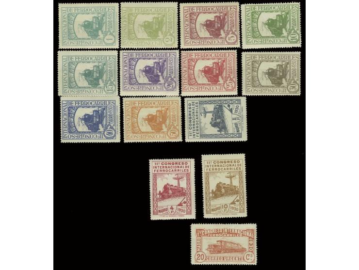 1930, Railway Congress Madrid 1c.-10 p. and Special Delivery stamp 20 c., unused, fine