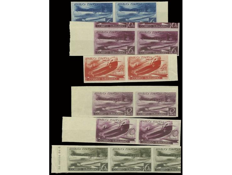 2-10 pts., 6 horizontal pairs with printing on both sides with same denominations but different colours and different denomin