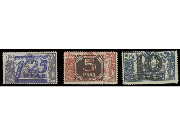 1939, unissued surcharges 1,25- 10 pts., unused, very fine