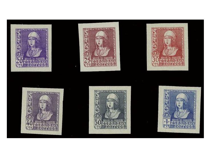 1938/39, Isabella, 20 c. - 1 pta. imperforated, unhinged mint, fine