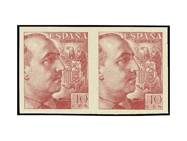 40 c., imperforated proof in red, horizontal pair, unhinged mint, fine