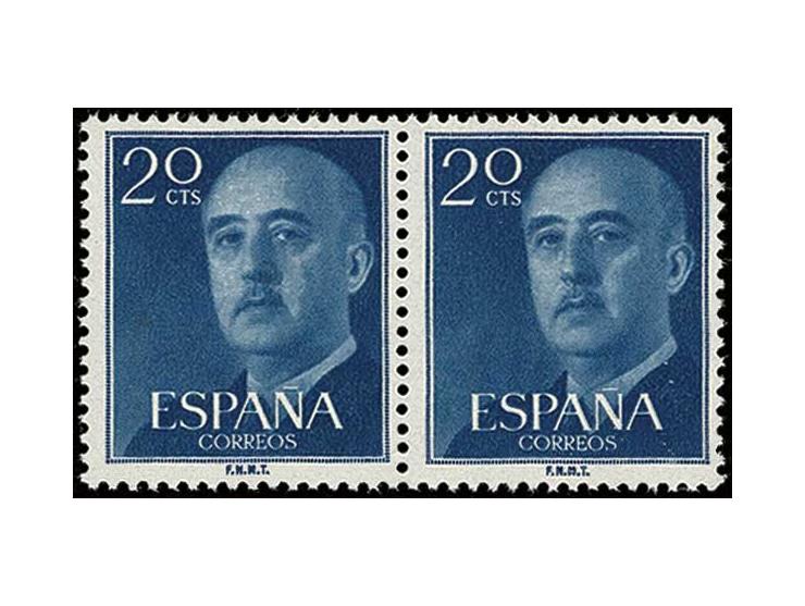1955/56, General Franco 20 c. in unissued colour dark greenish blue (azul claro), unhinged mint, rare, opinion Graus (Edifil 